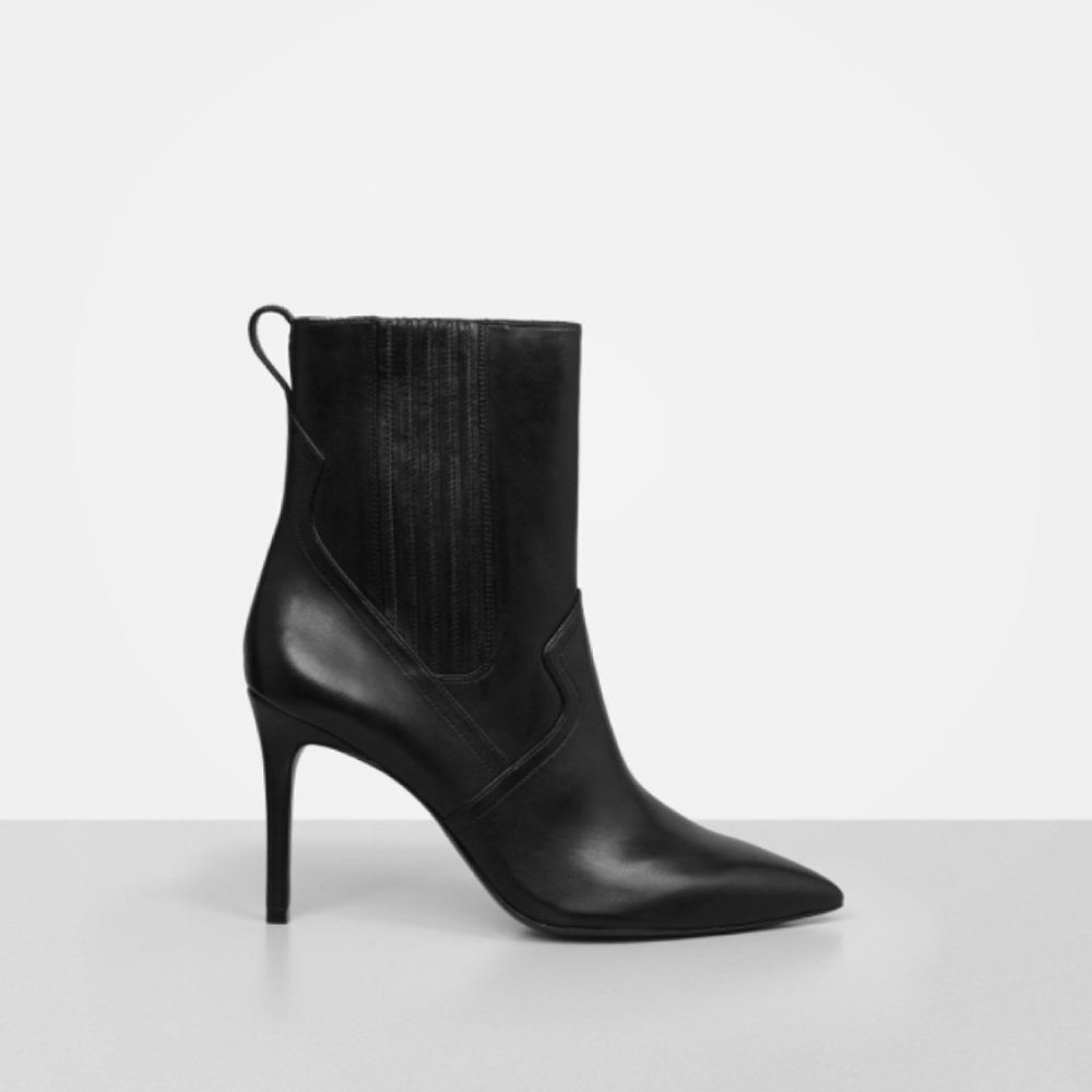 Designer Leather Heeled Ankle Boots